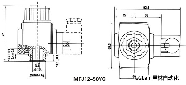 油研型液压阀用电磁铁线圈，MFJ12-YC交流湿式阀用电磁铁,MFZ12-YC直流湿式阀用电磁铁,比例电磁铁