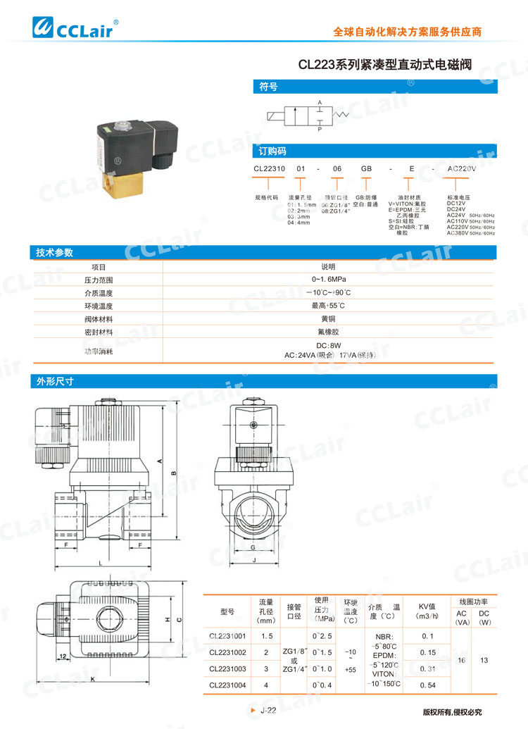 CL223系列紧凑型直动式电磁阀