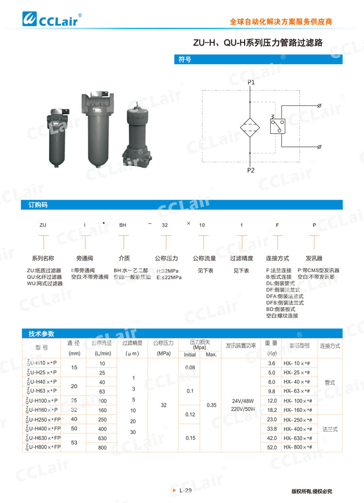 ZU-H、QU-H系列压力管路过滤器-1